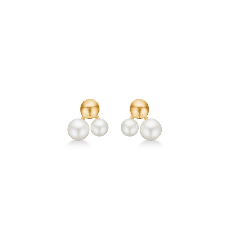 Moon ørestikker fra Mads Z i 8 kt guld med hvide perler, 6 mm – WHITE LABEL kollektion.